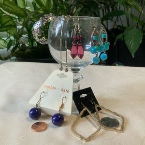Mix lot of blue purple and silver earrings